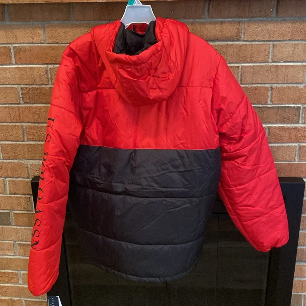 US POLO XL PUFFER HOODED ZIPPER JACKET, 24”W X 30”L DRAW STRING HEM. NEW W/ TAGS - Picture 2 of 9